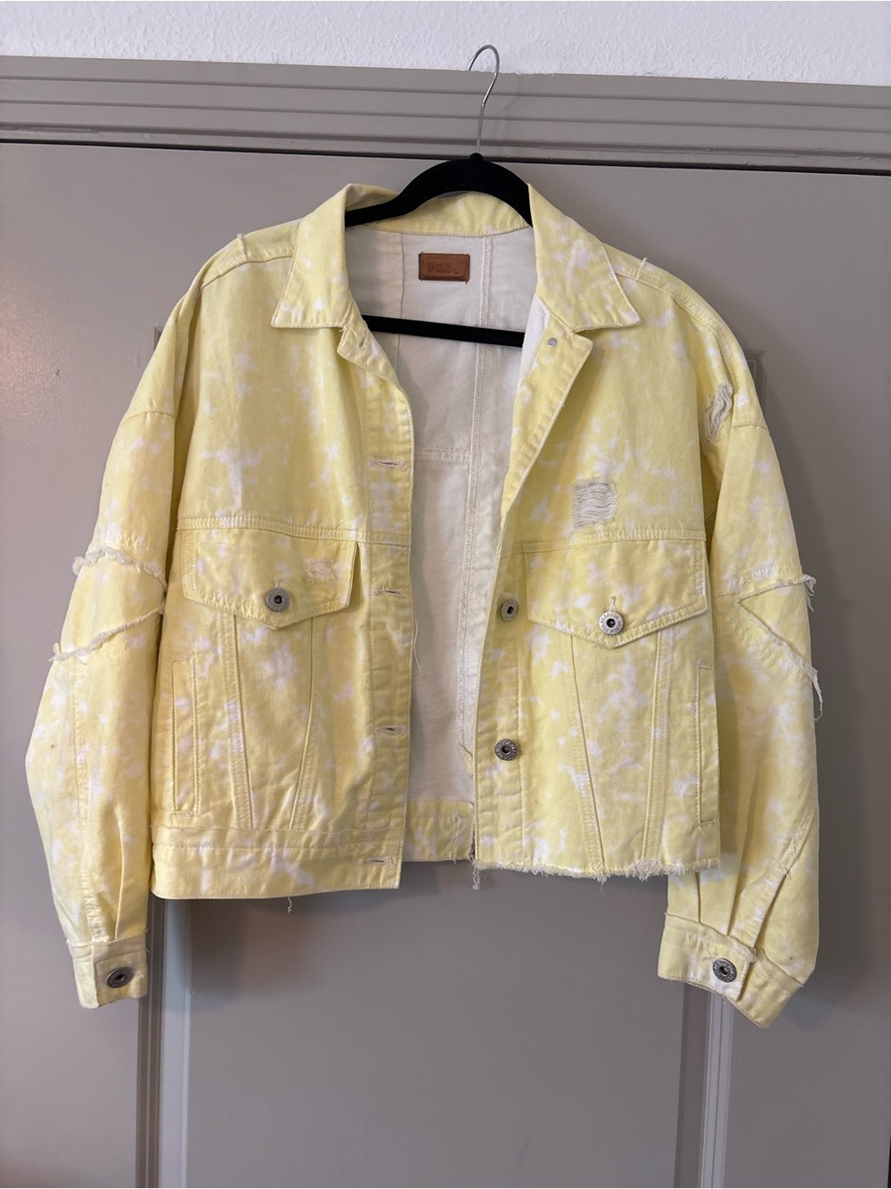 Pol Yellow Tie-Dye Denim Jacket - Women's Casual Jacket